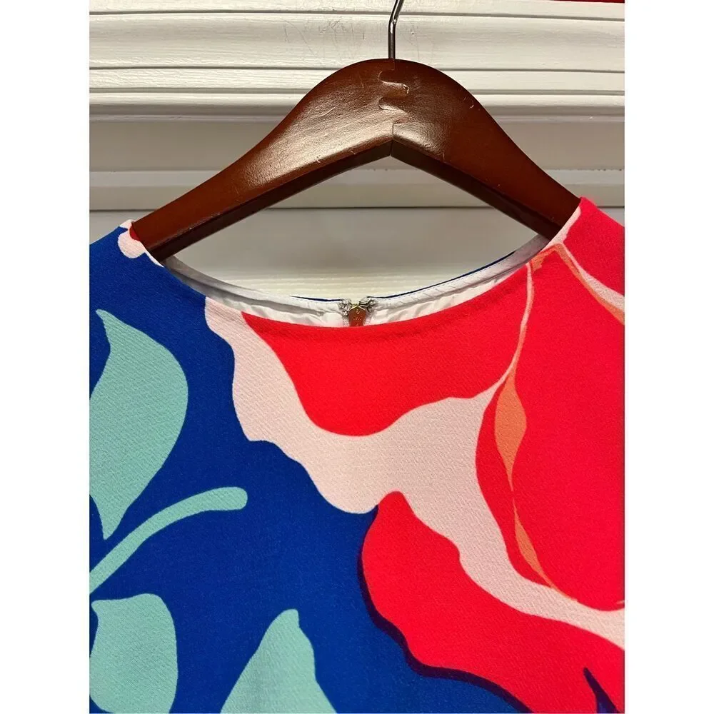 Kate Spade Ramona Floral Hi-Lo Back Striped Top sz 2 EUC